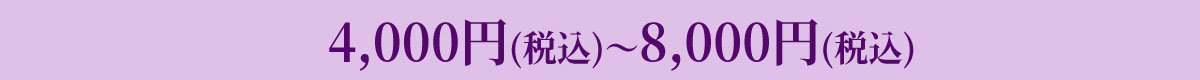 4,000円(税込)から8,000円(税込)