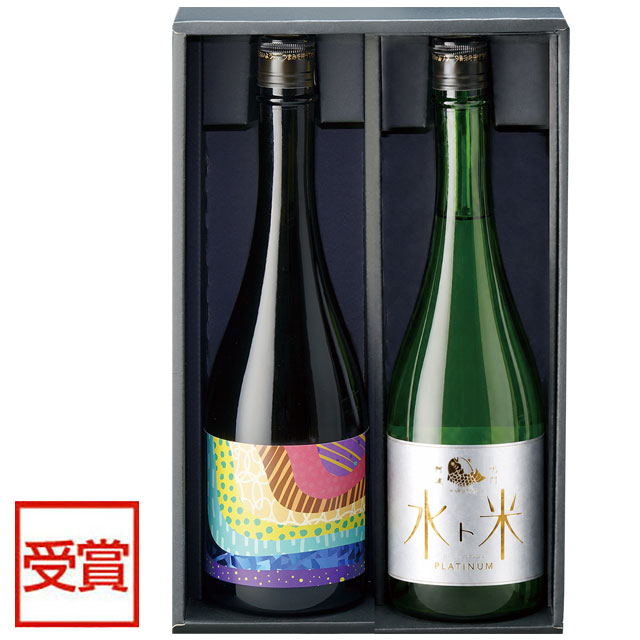 鳴門鯛 ワイングラスでおいしい純米酒セット[鳴門鯛LED&水ト米 PLATINUM]