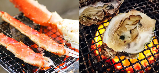 焼きガニ焼き牡蠣