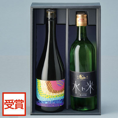 鳴門鯛 ワイングラスでおいしい純米酒セット[鳴門鯛LED&水ト米]